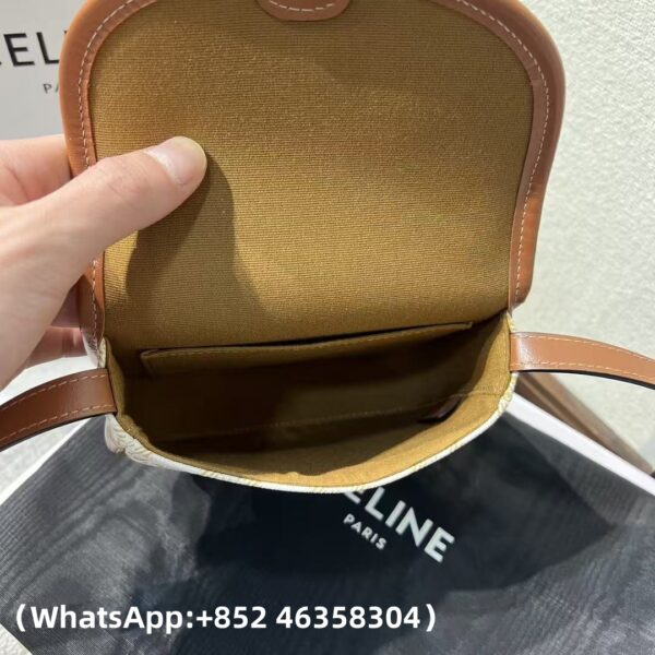 AAA+ CELINE Mini Besace IN Triomphe Canvas and calfskin Replica | 1:1 Copy with In-Hand Pics