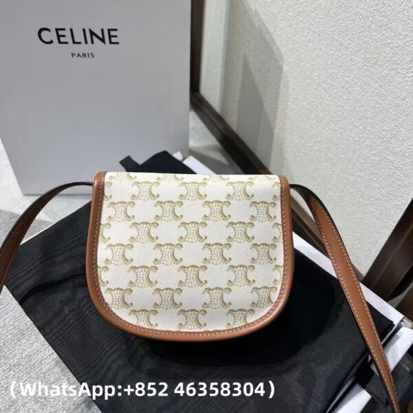 AAA+ CELINE Mini Besace IN Triomphe Canvas and calfskin Replica | 1:1 Copy with In-Hand Pics
