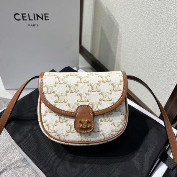 AAA+ CELINE Mini Besace IN Triomphe Canvas and calfskin Replica | 1:1 Copy with In-Hand Pics