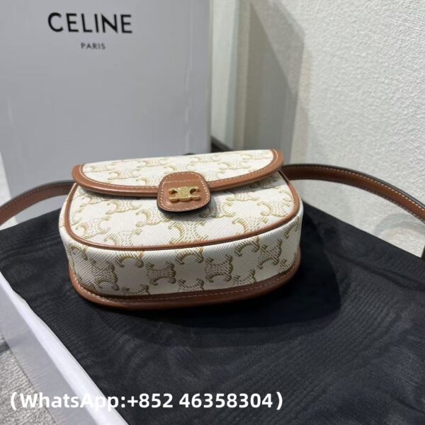 AAA+ CELINE Mini Besace IN Triomphe Canvas and calfskin Replica | 1:1 Copy with In-Hand Pics