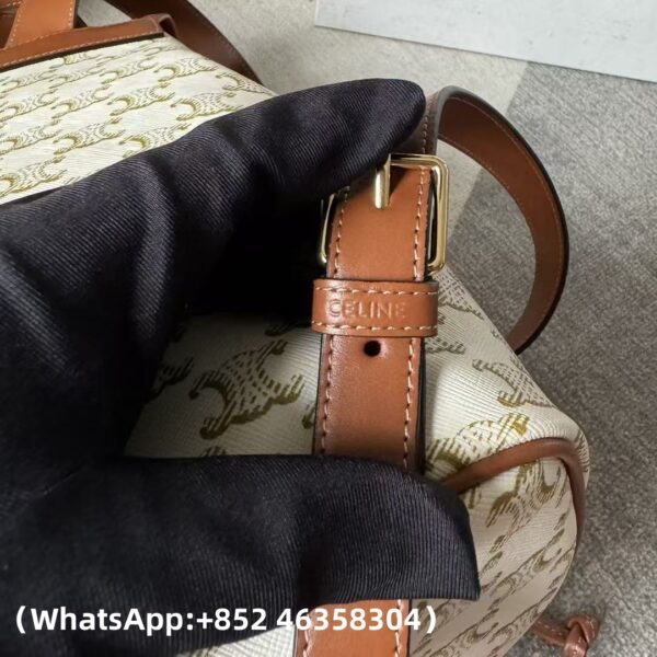 AAA+ CELINE MEDIUM BACKPACK FOLCO in Triomphe Canvas and calfskin Replica | 1:1 Copy with In-Hand Pics