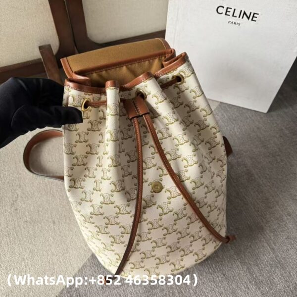 AAA+ CELINE MEDIUM BACKPACK FOLCO in Triomphe Canvas and calfskin Replica | 1:1 Copy with In-Hand Pics