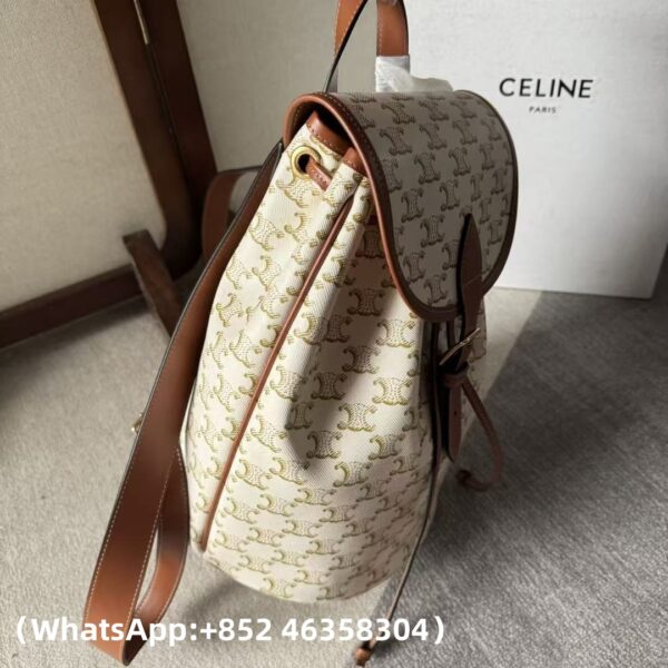 AAA+ CELINE MEDIUM BACKPACK FOLCO in Triomphe Canvas and calfskin Replica | 1:1 Copy with In-Hand Pics