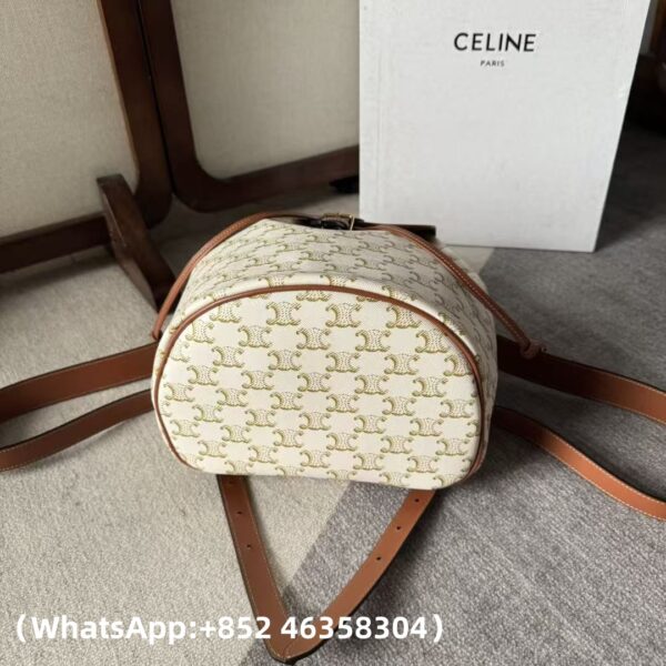 AAA+ CELINE MEDIUM BACKPACK FOLCO in Triomphe Canvas and calfskin Replica | 1:1 Copy with In-Hand Pics