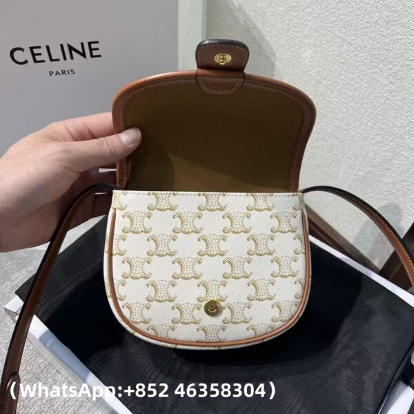 AAA+ CELINE Mini Besace IN Triomphe Canvas and calfskin Replica | 1:1 Copy with In-Hand Pics