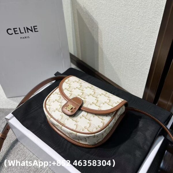 AAA+ CELINE Mini Besace IN Triomphe Canvas and calfskin Replica | 1:1 Copy with In-Hand Pics