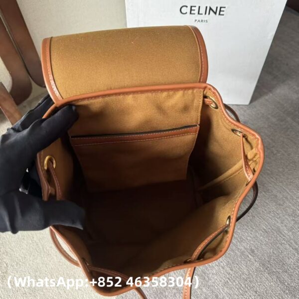 AAA+ CELINE MEDIUM BACKPACK FOLCO in Triomphe Canvas and calfskin Replica | 1:1 Copy with In-Hand Pics