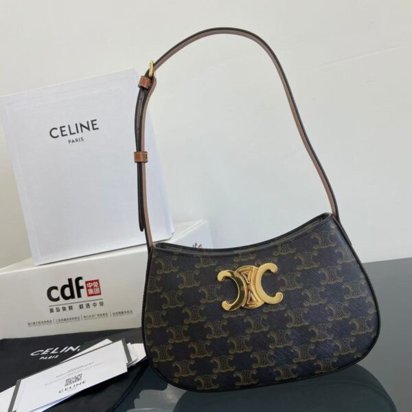 AAA+ CELINE MEDIUM TILLY BAG IN Triomphe canvas and calfskin Replica | 1:1 Copy with In-Hand Pics