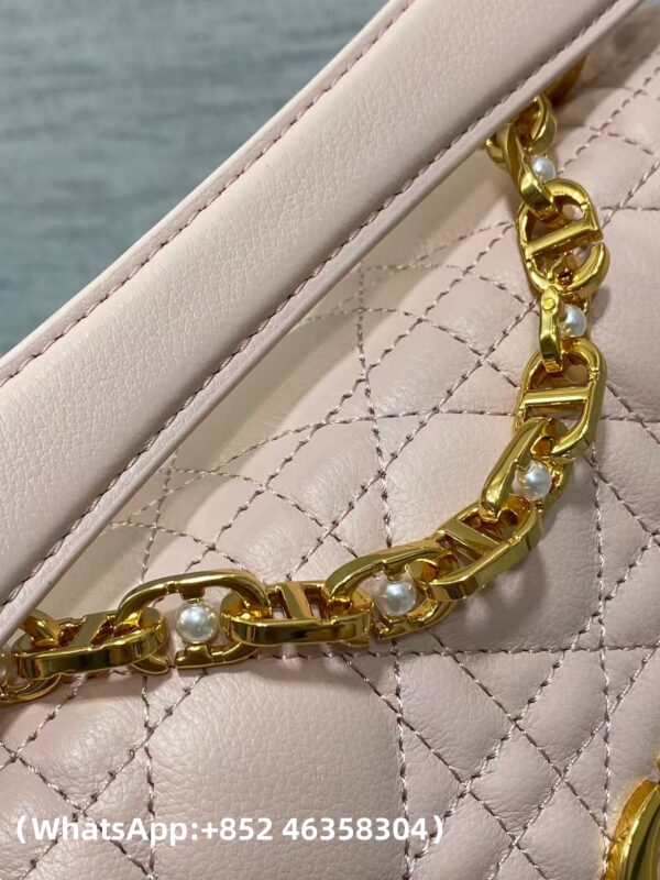 AAA+ Dior Mini Dior Jolie Top Handle Bag Powder Pink Cannage Calfskin Replica | 1:1 Copy with In-Hand Pics
