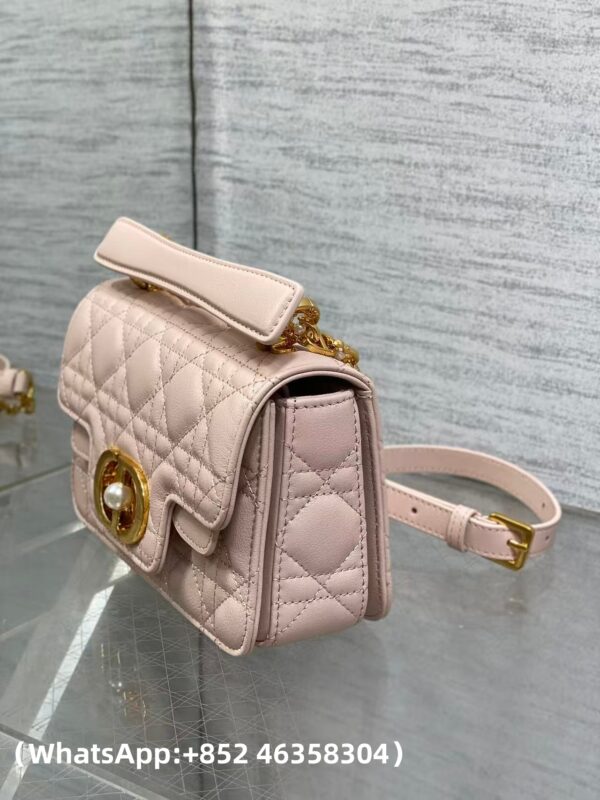 AAA+ Dior Mini Dior Jolie Top Handle Bag Powder Pink Cannage Calfskin Replica | 1:1 Copy with In-Hand Pics