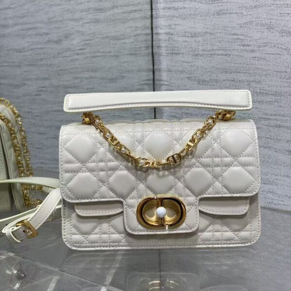 AAA+ Dior Small Dior Jolie Top Handle Bag Latte Cannage Calfskin Replica | 1:1 Copy with In-Hand Pics
