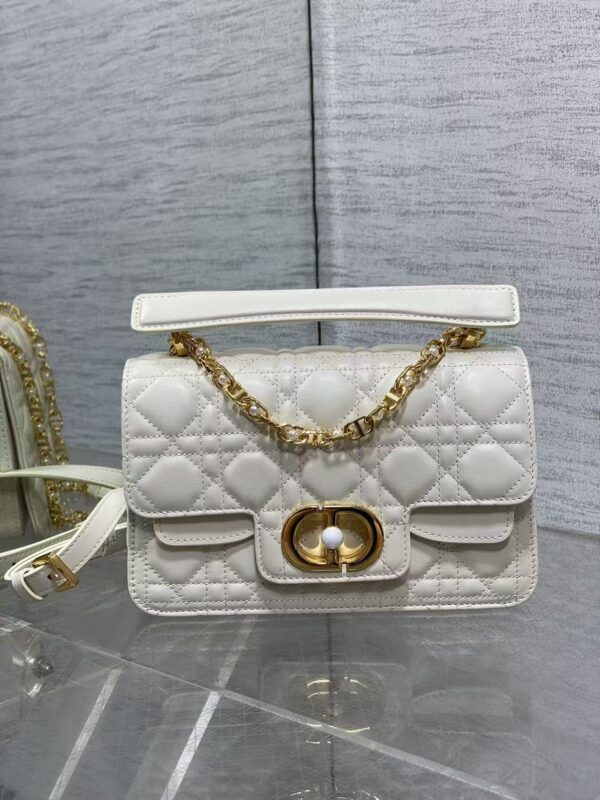 AAA+ Dior Small Dior Jolie Top Handle Bag Latte Cannage Calfskin Replica | 1:1 Copy with In-Hand Pics