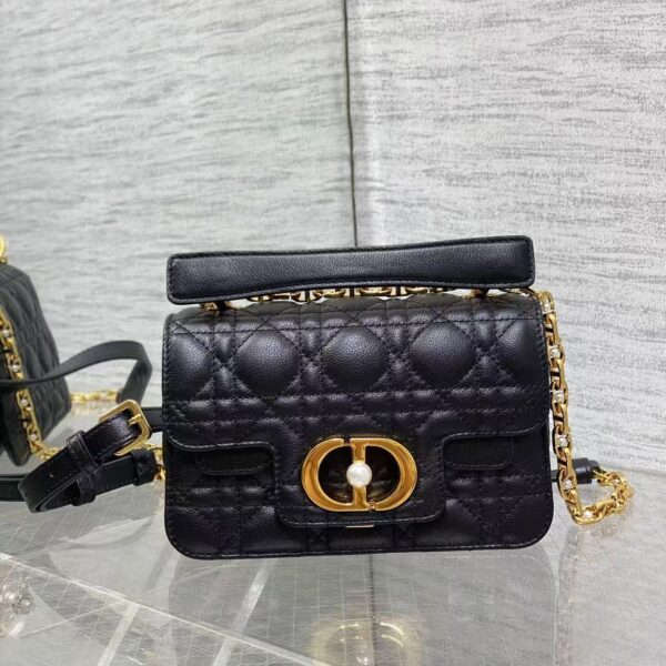 AAA+ Dior Mini Dior Jolie Top Handle Bag Black Cannage Calfskin Replica | 1:1 Copy with In-Hand Pics