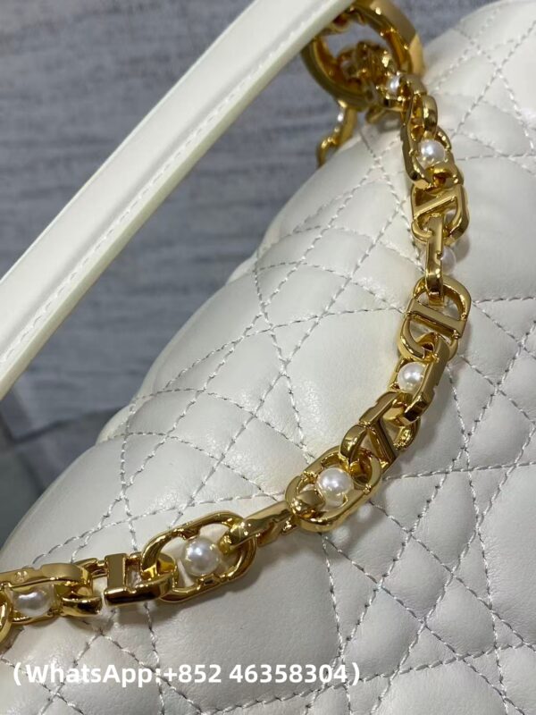 AAA+ Dior Small Dior Jolie Top Handle Bag Latte Cannage Calfskin Replica | 1:1 Copy with In-Hand Pics
