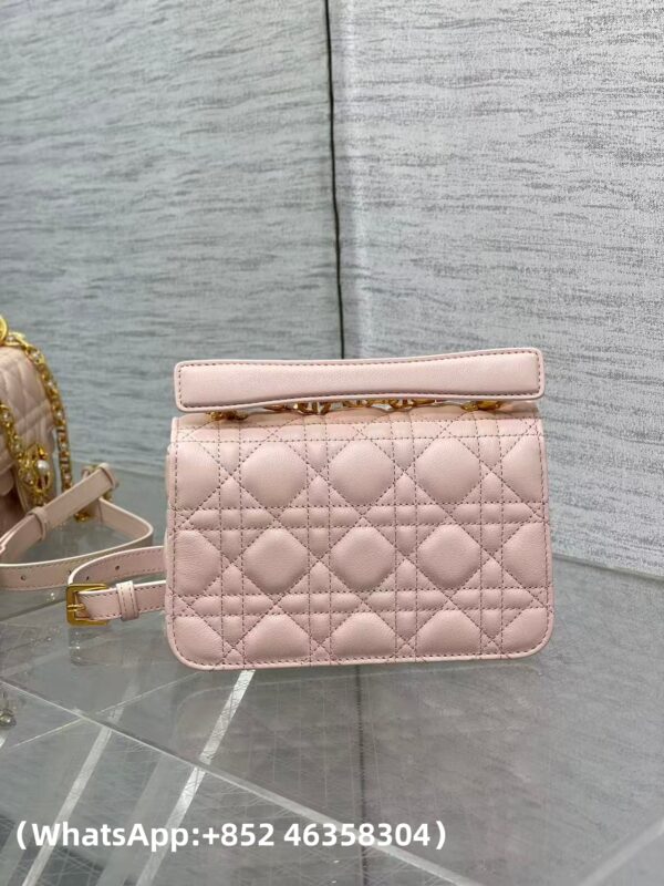 AAA+ Dior Mini Dior Jolie Top Handle Bag Powder Pink Cannage Calfskin Replica | 1:1 Copy with In-Hand Pics