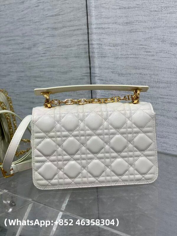 AAA+ Dior Small Dior Jolie Top Handle Bag Latte Cannage Calfskin Replica | 1:1 Copy with In-Hand Pics