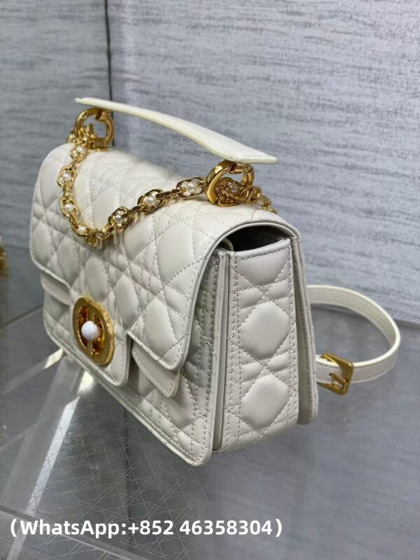 AAA+ Dior Small Dior Jolie Top Handle Bag Latte Cannage Calfskin Replica | 1:1 Copy with In-Hand Pics