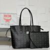 AAA+ MCM Reversible Liz Shopper in Visetos, Black Replica | 1:1 Copy with In-Hand Pics