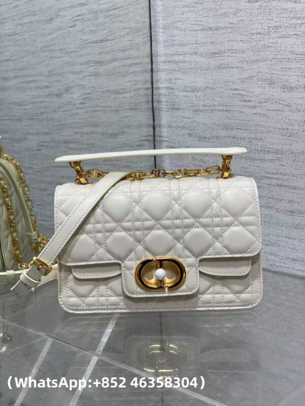 AAA+ Dior Small Dior Jolie Top Handle Bag Latte Cannage Calfskin Replica | 1:1 Copy with In-Hand Pics