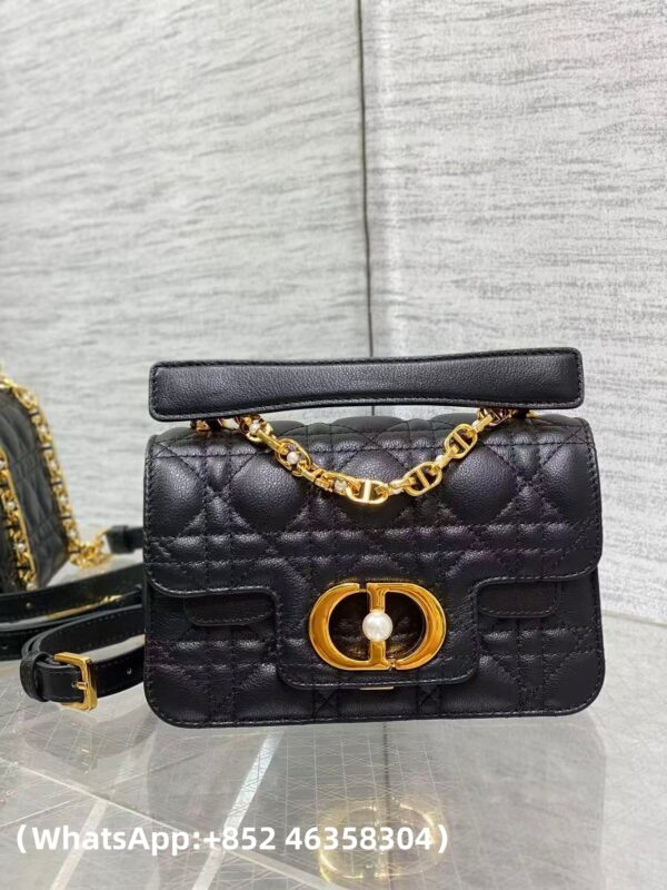 AAA+ Dior Mini Dior Jolie Top Handle Bag Black Cannage Calfskin Replica | 1:1 Copy with In-Hand Pics