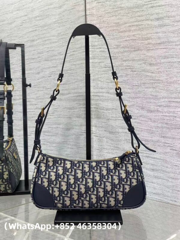 AAA+ Dior 30 Montaigne Wanderlust Mini Bag Bule Dior Oblique Jacquard and Smooth Calfskin Replica | 1:1 Copy with In-Hand Pics