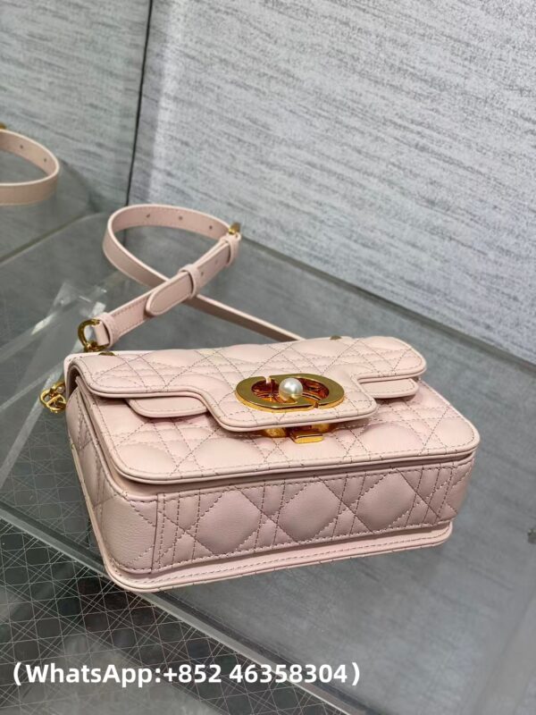 AAA+ Dior Mini Dior Jolie Top Handle Bag Powder Pink Cannage Calfskin Replica | 1:1 Copy with In-Hand Pics