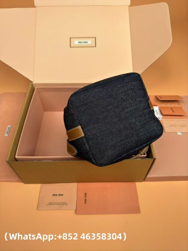 Miu Miu Denim And Leather Bucket Bag Replica Bags