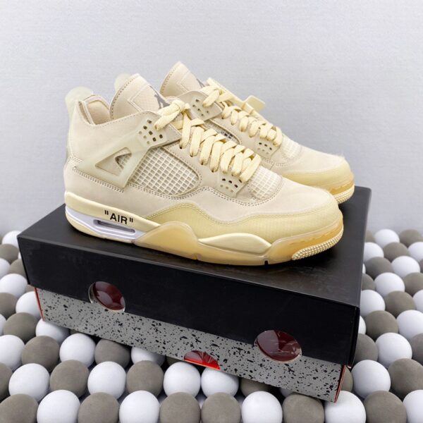 AAA+ Off-White x Wmns Jordan 4 Retro SP 'Sail' CV9388 100 Replica Sneakers – 1:1 Best Copy with In-Hand Photos