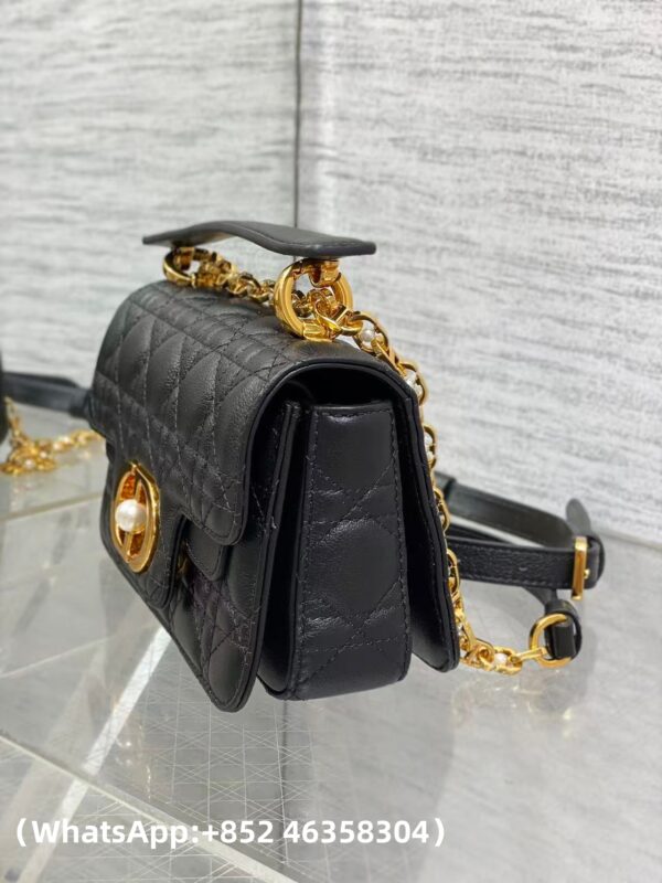 AAA+ Dior Mini Dior Jolie Top Handle Bag Black Cannage Calfskin Replica | 1:1 Copy with In-Hand Pics
