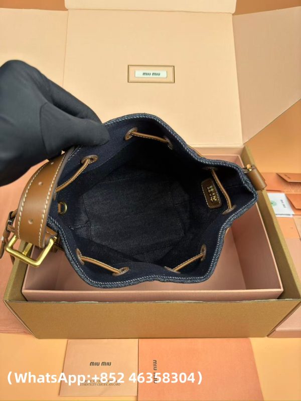 Miu Miu Denim And Leather Bucket Bag Replica Bags