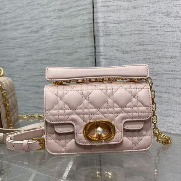 AAA+ Dior Mini Dior Jolie Top Handle Bag Powder Pink Cannage Calfskin Replica | 1:1 Copy with In-Hand Pics
