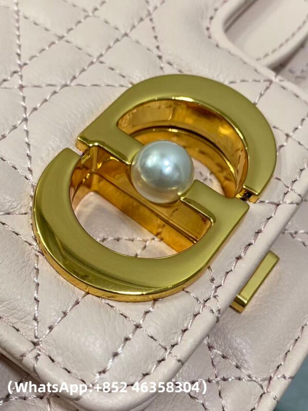 AAA+ Dior Mini Dior Jolie Top Handle Bag Powder Pink Cannage Calfskin Replica | 1:1 Copy with In-Hand Pics