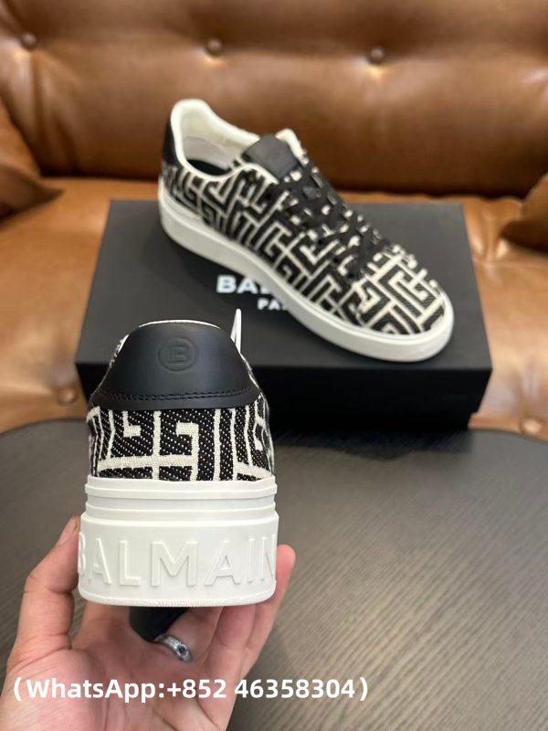 AAA+ BALMAIN Monogram jacquard B-Court sneakers Replica | 1:1 Copy with In-Hand Pics