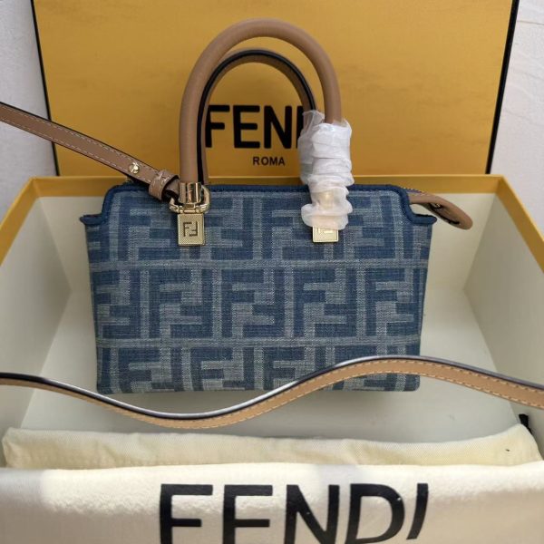 AAA+ Fendi By The Way Mini Light blue FF denim fabric mini bag Replica | 1:1 Copy with In-Hand Pics