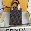 AAA+ Fendi Mini Sunshine Shopper Brown FF fabric mini bag Replica | 1:1 Copy with In-Hand Pics