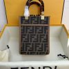 AAA+ Fendi Mini Sunshine Shopper Brown FF fabric mini bag Replica | 1:1 Copy with In-Hand Pics