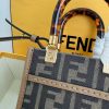 AAA+ Fendi Mini Sunshine Shopper Brown FF fabric mini bag Replica | 1:1 Copy with In-Hand Pics