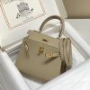 Hermes Mini Kelly 20 Epsom Palm Grain Cowhide Leather Trench Coat Grey Replica Bags