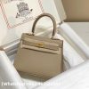Hermes Mini Kelly 20 Epsom Palm Grain Cowhide Leather Trench Coat Grey Replica Bags