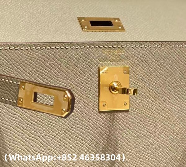 Hermes Mini Kelly 20 Epsom Palm Grain Cowhide Leather Trench Coat Grey Replica Bags