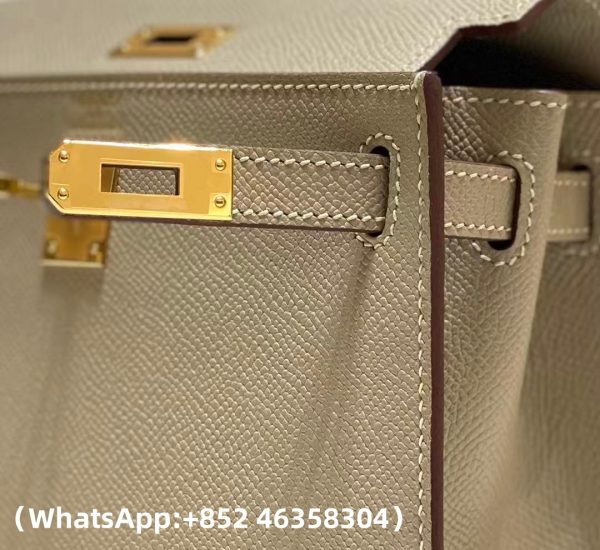 Hermes Mini Kelly 20 Epsom Palm Grain Cowhide Leather Trench Coat Grey Replica Bags