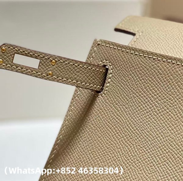 Hermes Mini Kelly 20 Epsom Palm Grain Cowhide Leather Trench Coat Grey Replica Bags