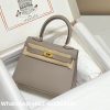 Hermes Kelly Mini Kelly Epsom Leather M8 in Asphalt Grey Replica Bags