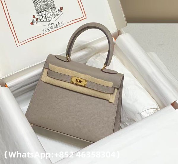 Hermes Kelly Mini Kelly Epsom Leather M8 in Asphalt Grey Replica Bags