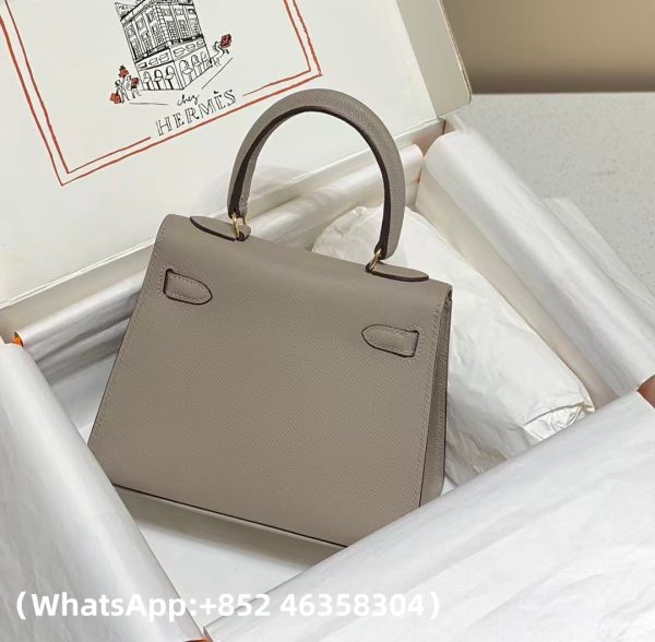 Hermes Kelly Mini Kelly Epsom Leather M8 in Asphalt Grey Replica Bags