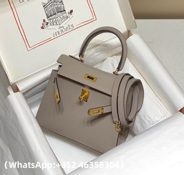 AAA+ Hermes Kelly Mini Kelly Epsom Leather M8 in Asphalt Grey Replica Bags – 1:1 Best Copy with In-Hand Photos
