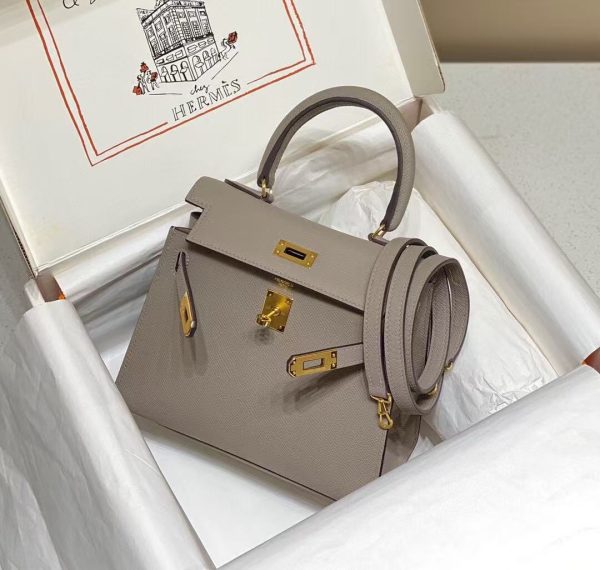 Hermes Kelly Mini Kelly Epsom Leather M8 in Asphalt Grey Replica Bags