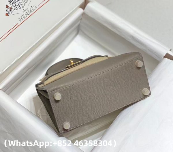 Hermes Kelly Mini Kelly Epsom Leather M8 in Asphalt Grey Replica Bags