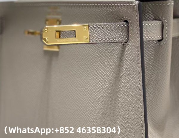 Hermes Kelly Mini Kelly Epsom Leather M8 in Asphalt Grey Replica Bags