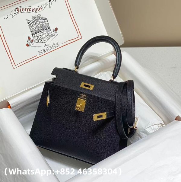 Hermes Mini Kelly Sellier 20 Noir Epsom Gold Replica Bags